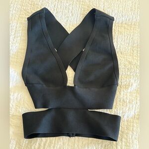 Black Cross-Back Crop Bralette Top - Women